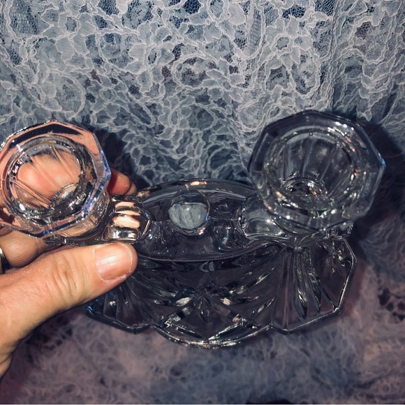 Vintage Dual prescut Candle Holder by Anchor Hocking, Star of David pattern - Picture 3 of 9